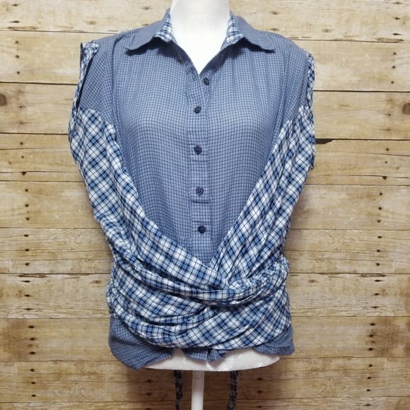 L.A.M.B. Womens 8 Gingham Button Down Wrap Shirt - Picture 2 of 8